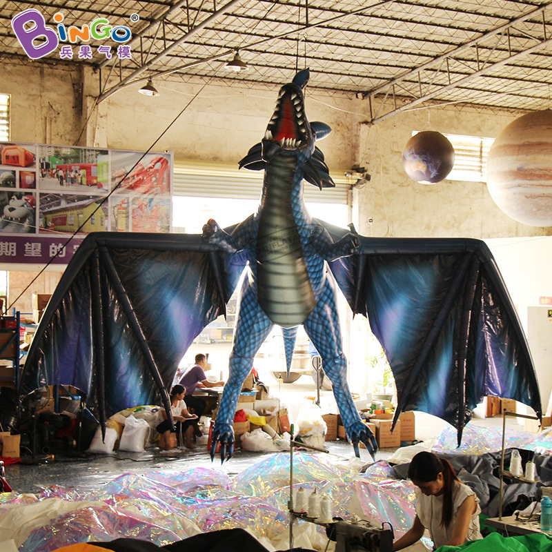 Inflatable dragon 6x4x6.35m pterosaur  inflatable black toothless dragon for  decoration