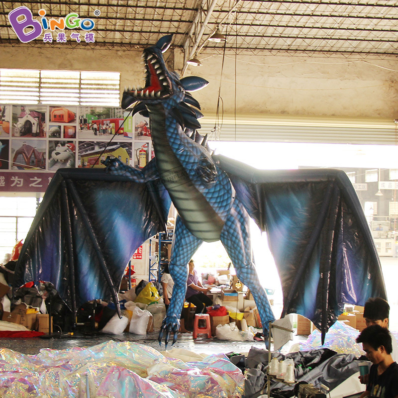 Inflatable dragon 6x4x6.35m pterosaur  inflatable black toothless dragon for  decoration