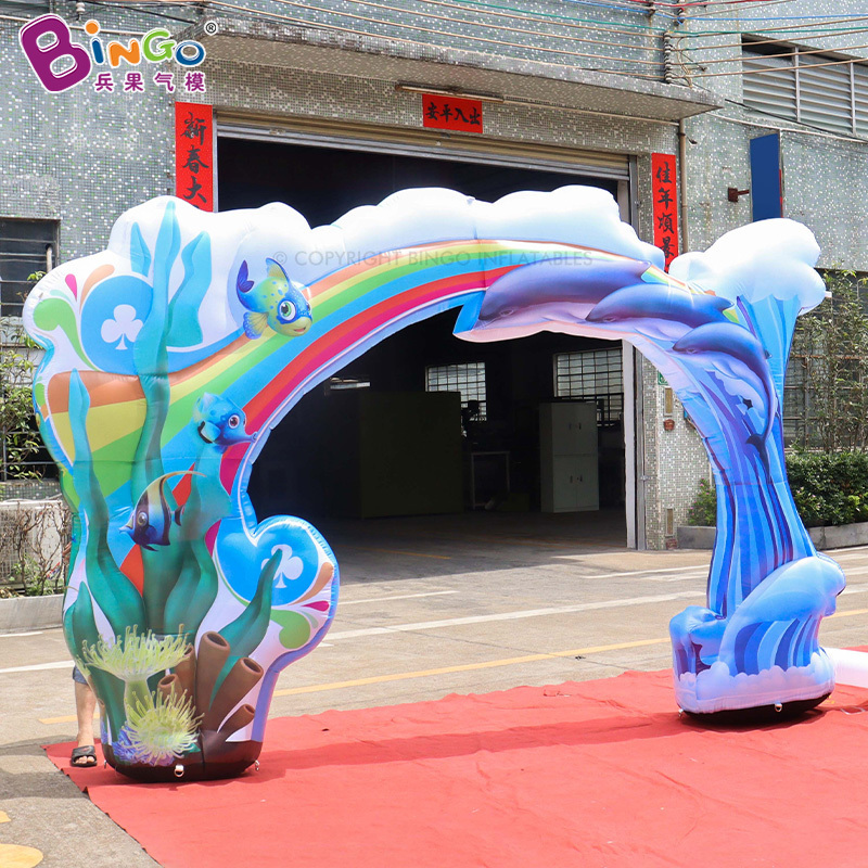 Bingo Inflatable Dolphin Entrance Archway Air Door Inflatable Arch Rental  Giant Inflatable Dolphin Arch For Aquarium