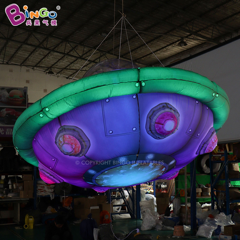 Bingo inflatable Led Lighting Inflatable UFO Hanging Flying Saucer Balloon Giant Spaceship