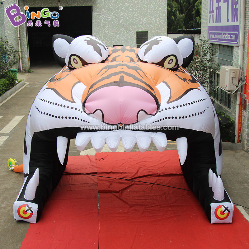 Inflatable character Giant Cartoon Tiger Head Model Tunnel For Doorway Decoration