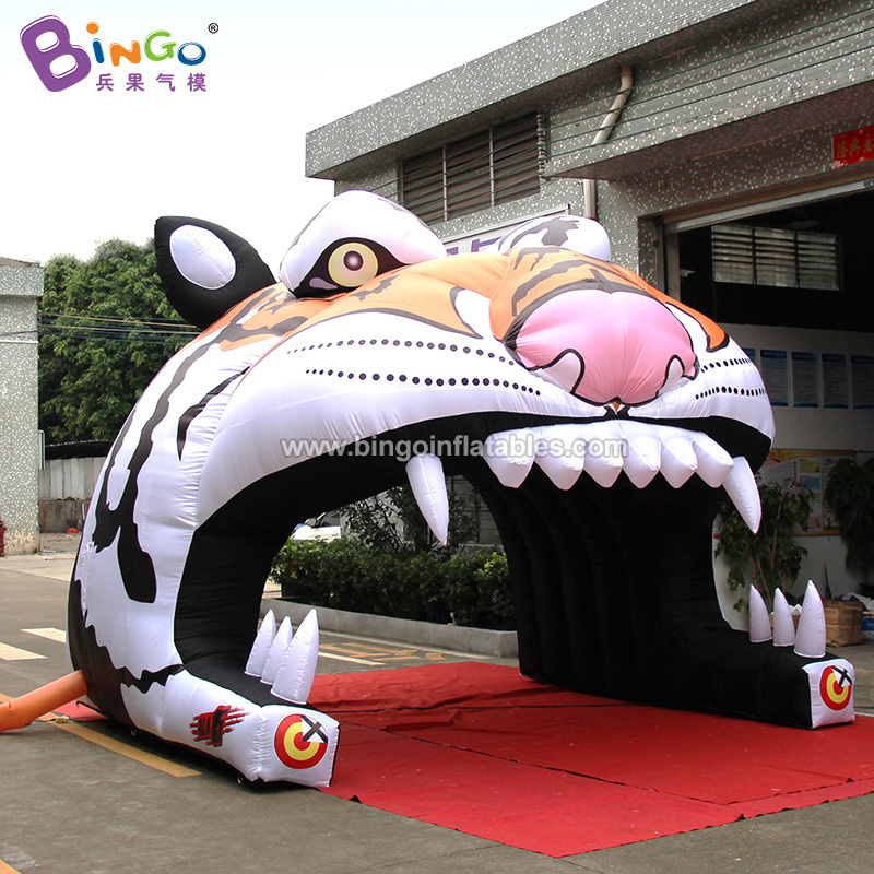 Inflatable character Giant Cartoon Tiger Head Model Tunnel For Doorway Decoration