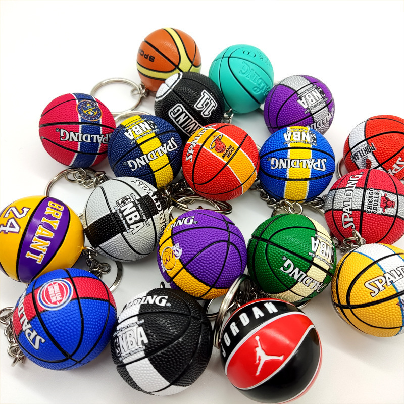 Wholesale Price 3D Mini NBA team Laker player Kobe James AJ1 Spalding basketball keychain for bag pendant charm gift