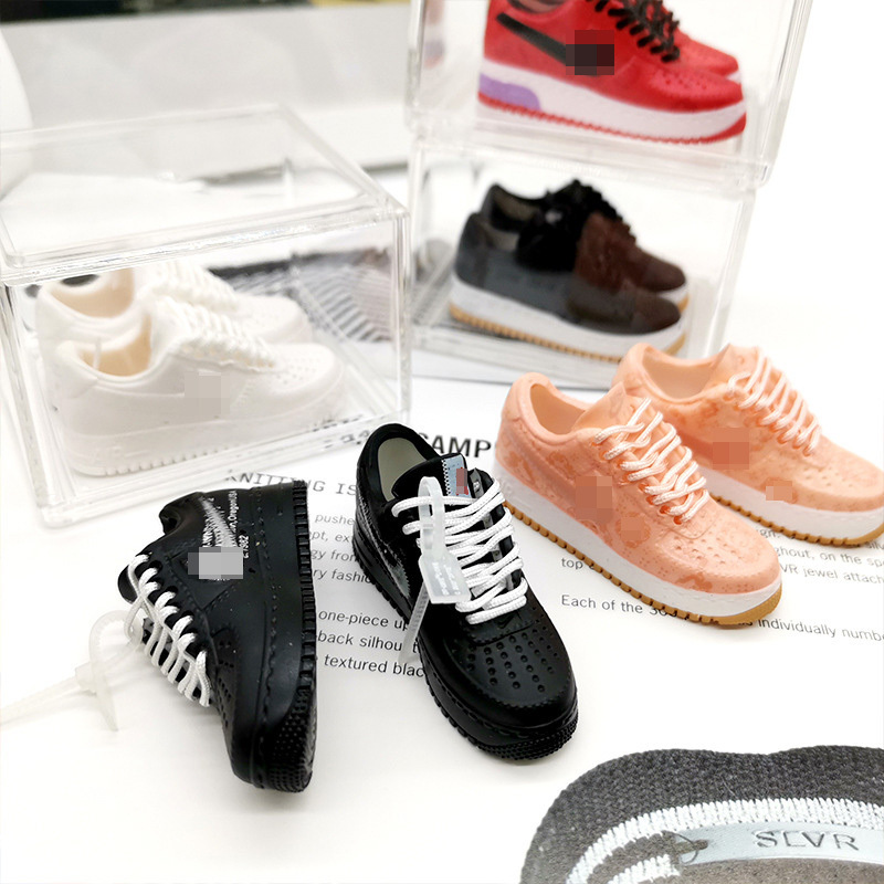 1:6 Mini shoes AJ model old school basketball hip-pop style AF1 Air force 1 3D shoes keychain with bag pendant sneaker keychain