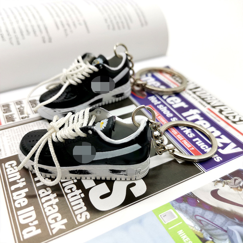 1:6 Mini shoes AJ model old school basketball hip-pop style AF1 Air force 1 3D shoes keychain with bag pendant sneaker keychain