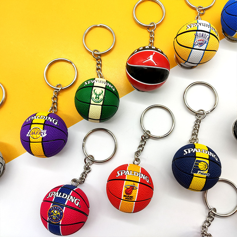 Wholesale Price 3D Mini NBA team Laker player Kobe James AJ1 Spalding basketball keychain for bag pendant charm gift