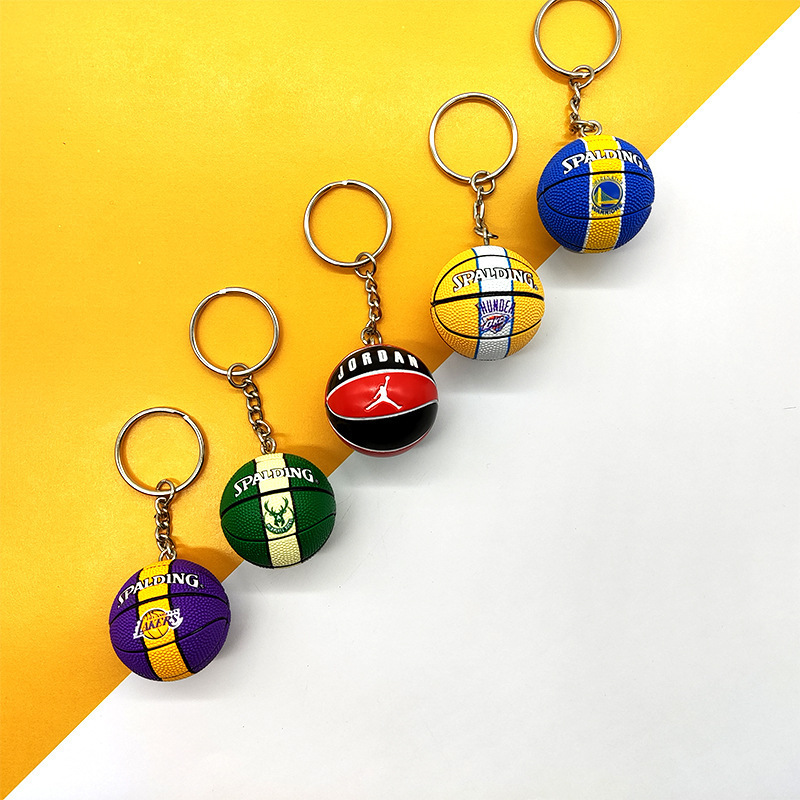 Wholesale Price 3D Mini NBA team Laker player Kobe James AJ1 Spalding basketball keychain for bag pendant charm gift