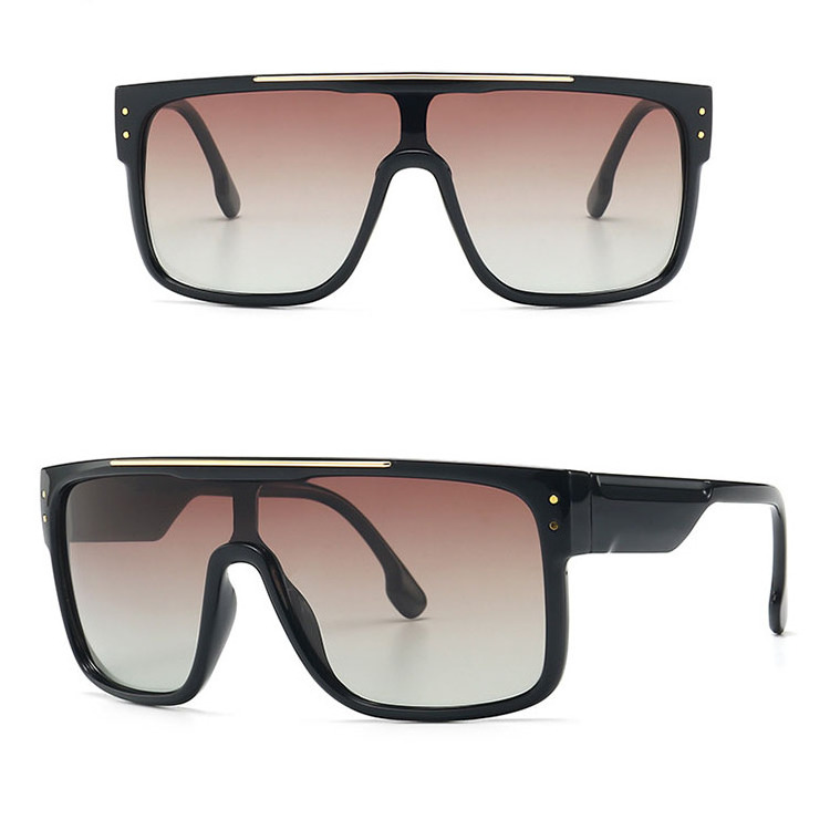 Dark Shades Sunglasses Replica for Driving  Flat top Square Black Frame Resin One Piece Lens for Men Big Glasses