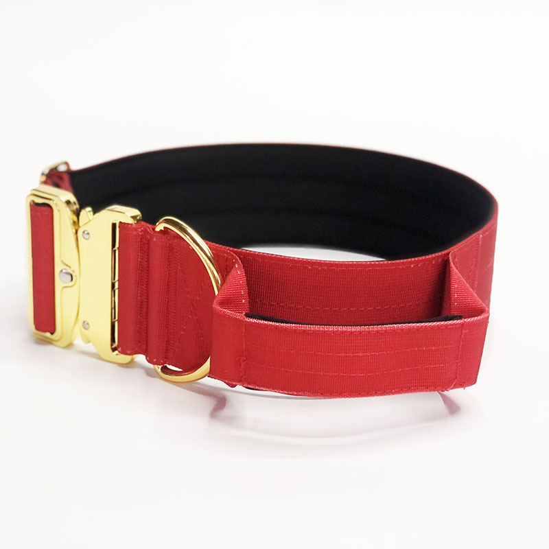 Nylon 3 inch adjustable Tactical Training Dog Collar Pet Collar With Gold Color Buckle