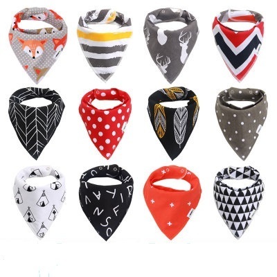 Wholesale New Fashion Printed Cotton Double Layer Triangle Bandana Bibs Custom Plaid Pet Dog Bandana