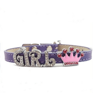 DIY Personalized Dog Collar Pet PU Collar Exclude Letters and Charms for 1cm width