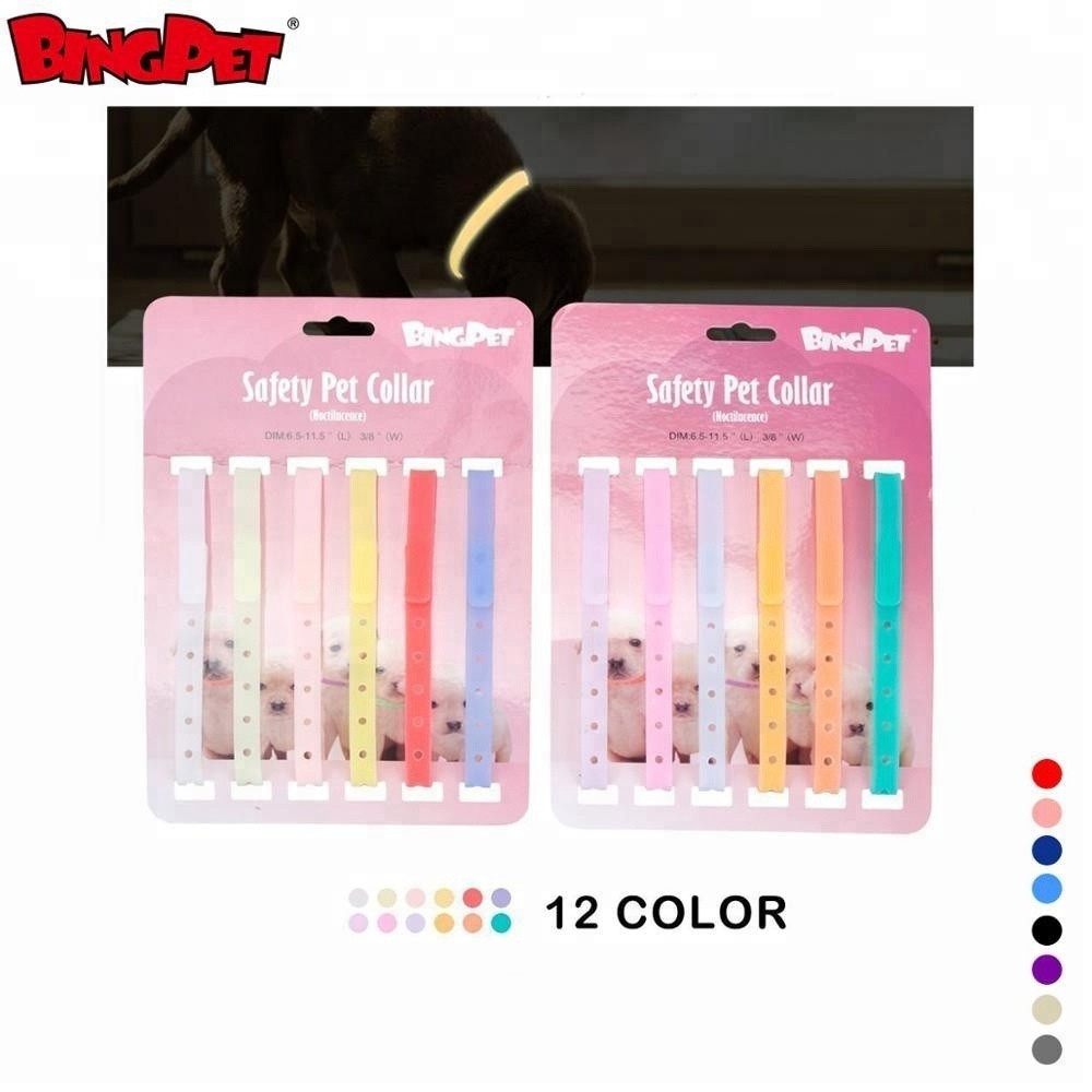 Soft Safe Waterproof Durable Silicone Glow Pet  Puppy ID Dog Collar