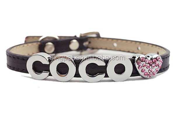 DIY Personalized Dog Collar Pet PU Collar Exclude Letters and Charms for 1cm width