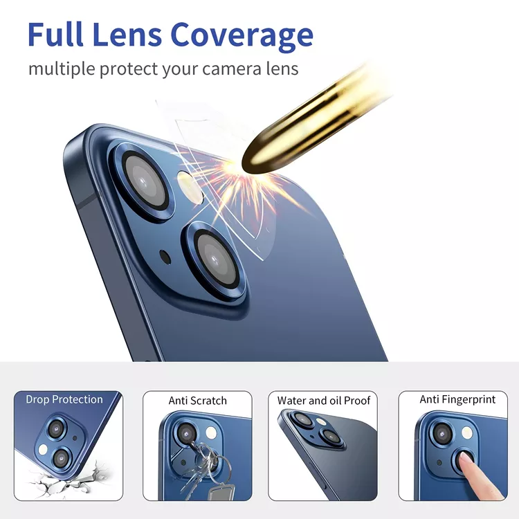 Wholesale 9H Individual Metal with Glass Camera Lens Film for iPhone 15 14 Pro Max Camera Lens Screen Protector