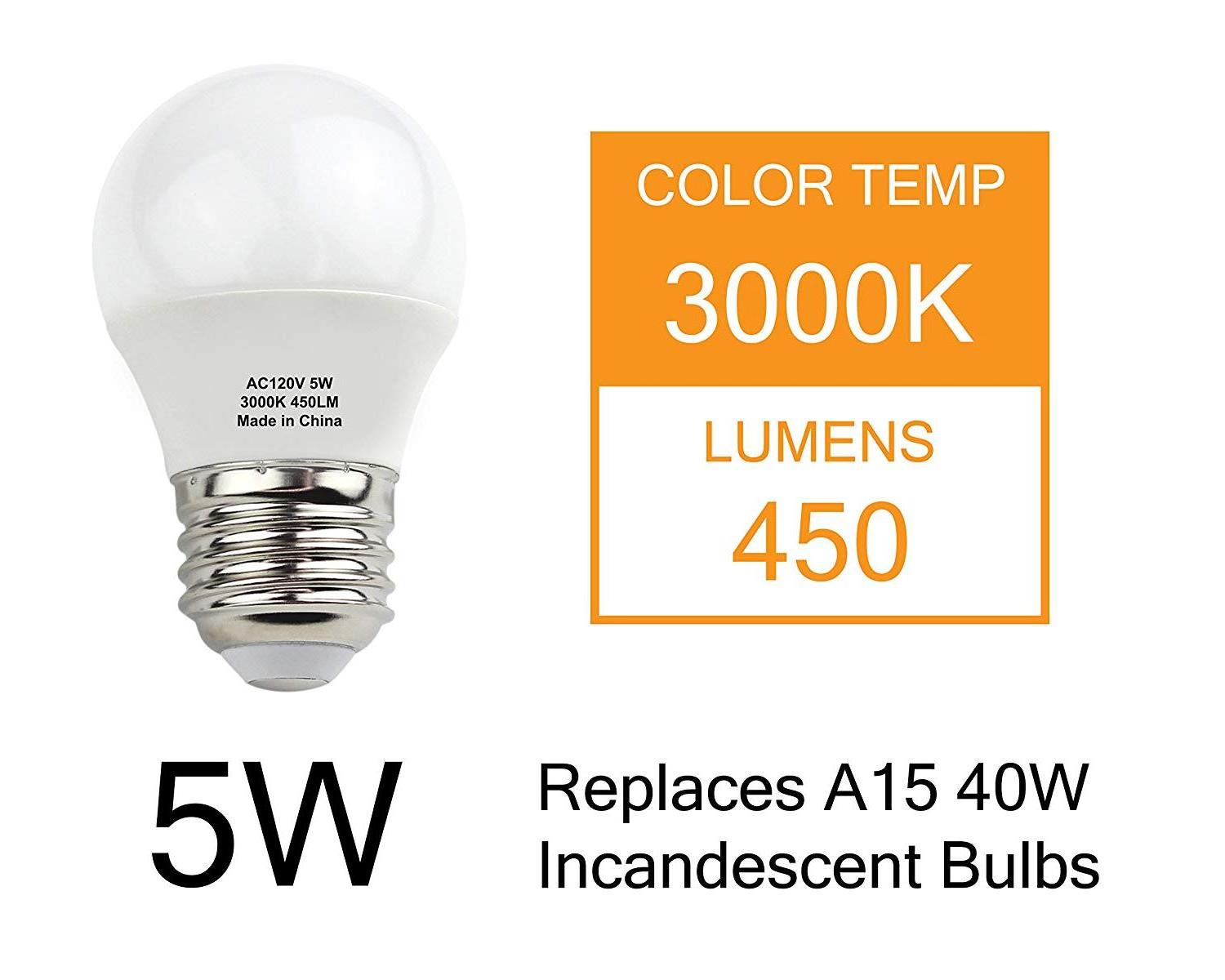 A15 LED SMD Bulb 110V 5W E26 5000K 450 Lumens Refrigerator Light Bulb Amazon hot light bulb