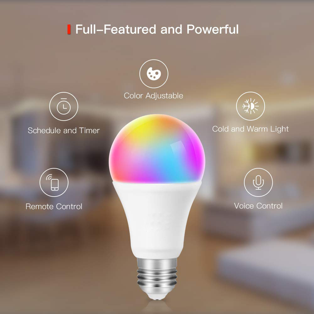 Smart Light Bulb 7w with Soft White Light 2700k-6500k + RGBW, TECKIN A19 WiFi Multicolor LED Bulb Compatible with Phone