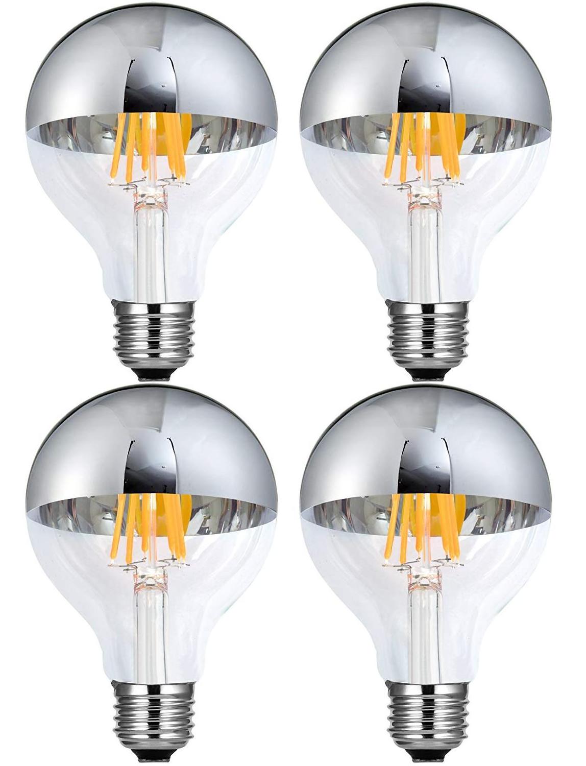 G80 G95  Half Chrome Light Bulb Dimmable  with Mirror 6W (60W Equivalent) E26 half sliver G80