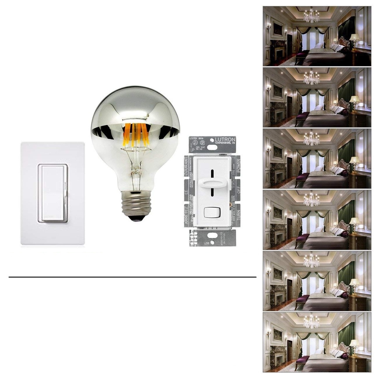 G80 G95  Half Chrome Light Bulb Dimmable  with Mirror 6W (60W Equivalent) E26 half sliver G80