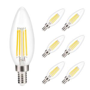 C35 Candle filamentbulb Dimmable filament LED bulb  Warm White Ultra Bright Led Candle Light 4W Glass Housing Bulb