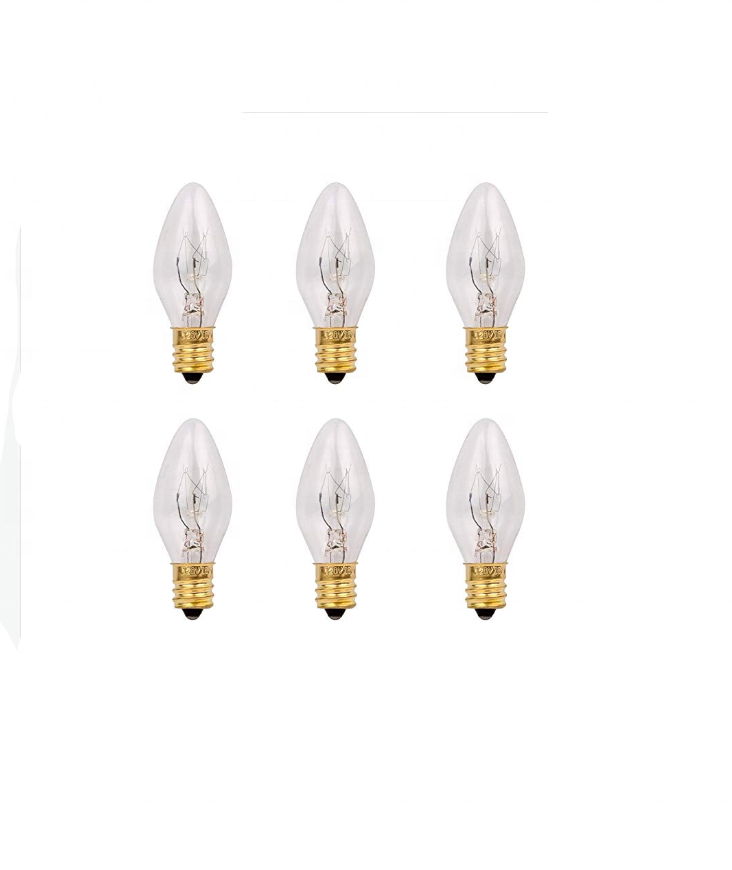 Cheap bulb C7 Incandescent bulb E12 Clear/ Color Christmas Replacement Bulb Candelabra lamp Base 5W incandescent lamp