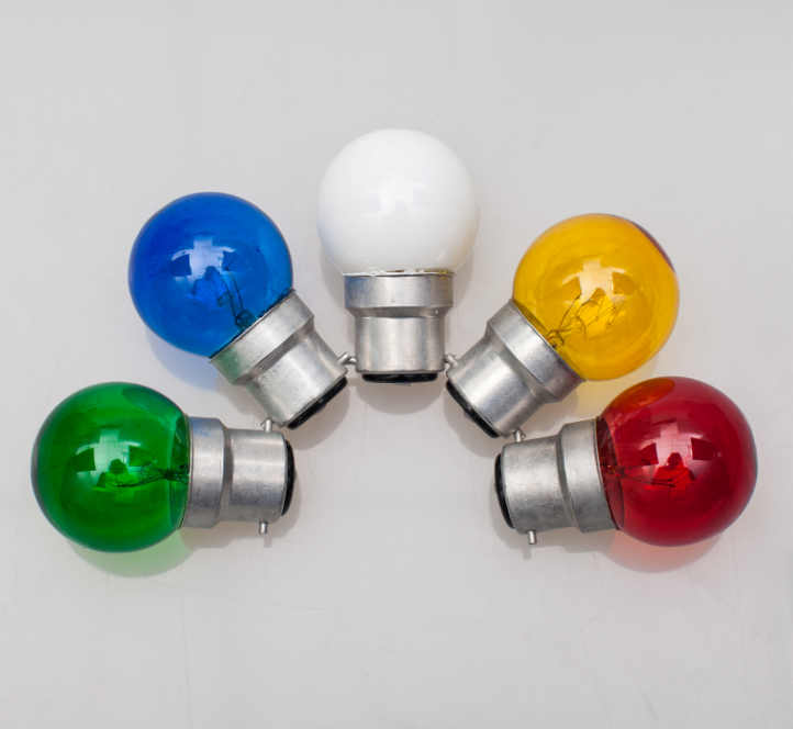 B22 5W/10W/15W G40 Colour Round Bulb G40*60mm 220-240V B22 Iron PIN TYPE With Outside Colour