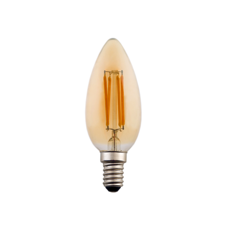 Candle filament LED bulb Dimmable filament LED bulb C35 Warm White Ultra Bright Led Candle Light 4W Glass Housing Bulb