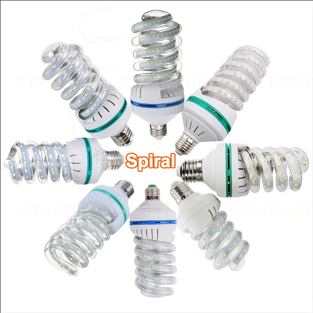 250 Watt Equivalent A19 Spiral LED Bulbs 30W Daylight 6000K LED Corn Light Bulbs 3300LM E26 E27 Base