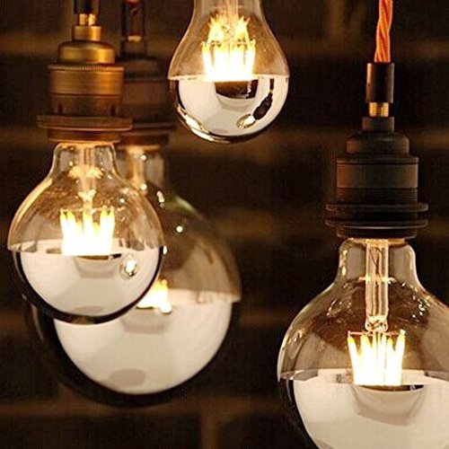 G80 Half Chrome Light Bulb Dimmable  Vintage Bulb with Mirror 6W (60W Equivalent) G80/G25 E26 half sliver