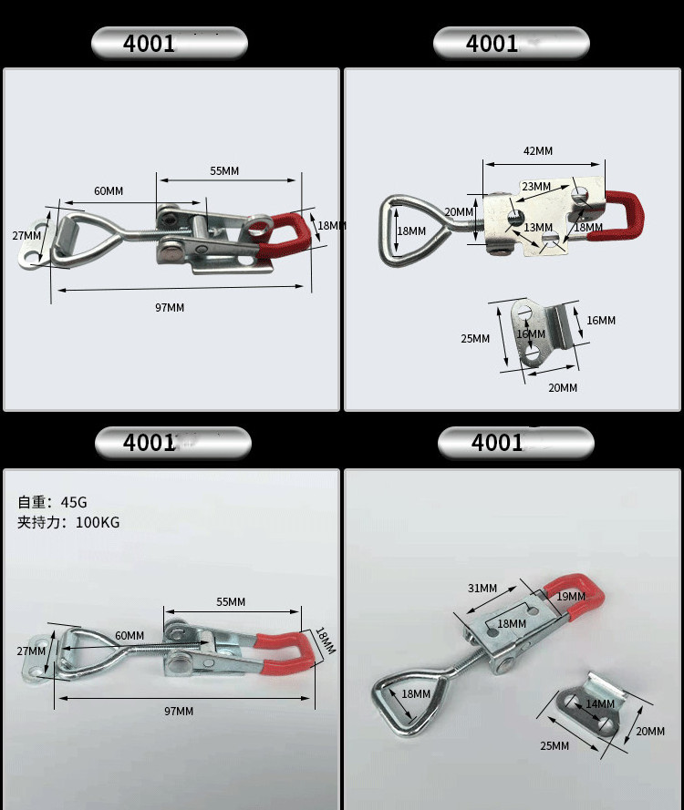 Metal Galvanized Stainless Steel Latches Heavy Duty Box Buckles Toggle Latch Hasp Lock Hook Bolt