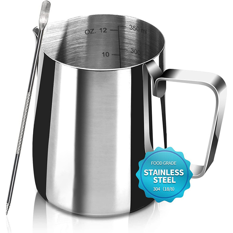 12Oz/20Oz/32Oz (350/600/900ml) Stainless Steel 304 Milk Frothing Pitcher