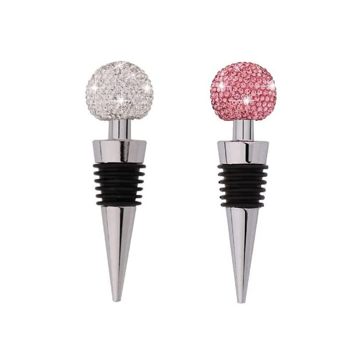 Bling Bling Decorative Crystal Diamond Wine Stopper ,Zinc Alloy Silicone Crystal Wine Toppers Stopper