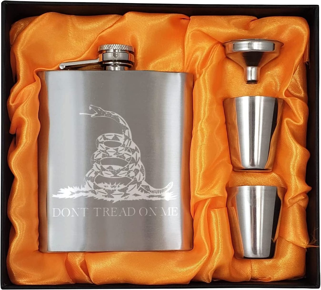 Laser logo US Flag Pattern Stainless Steel 304 Hip Flask Set with 2 shot glass for gift