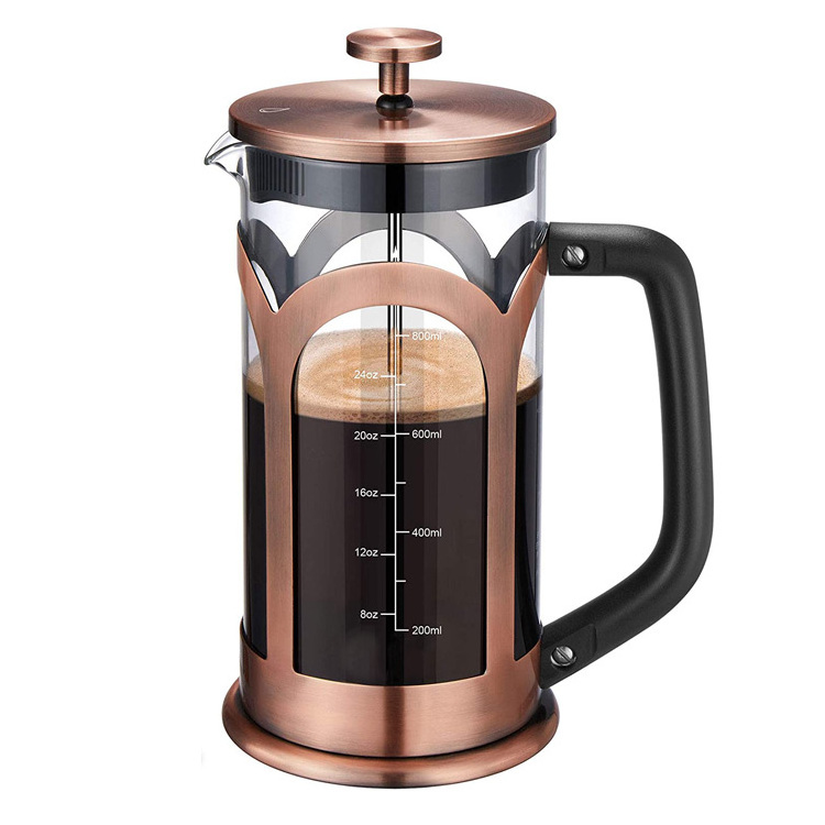 2021 34oz(1000ml) Stainless Steel French Press Coffee&Tea Maker, Copper and heat resistance