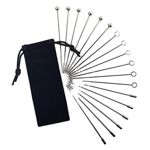 Stainless Steel 304 Round Top Cocktail Pick Set with velvet bag Perfect for Gift