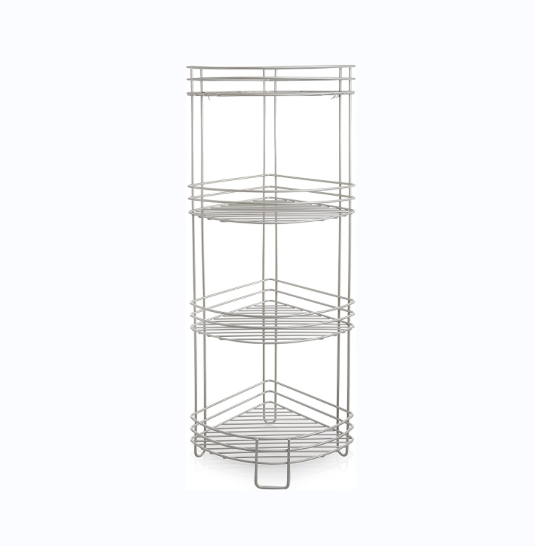 Free standing 4-tier corner spa tower, great for storing bathroom essentials Made out of durable steel