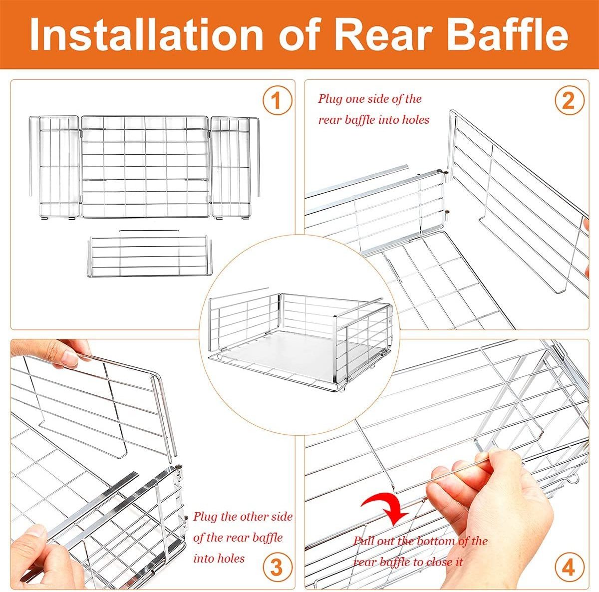 Detachable and Stackable Metal Wire Hanging Storage Rack Kitchen Cabinet Under Shelf Basket