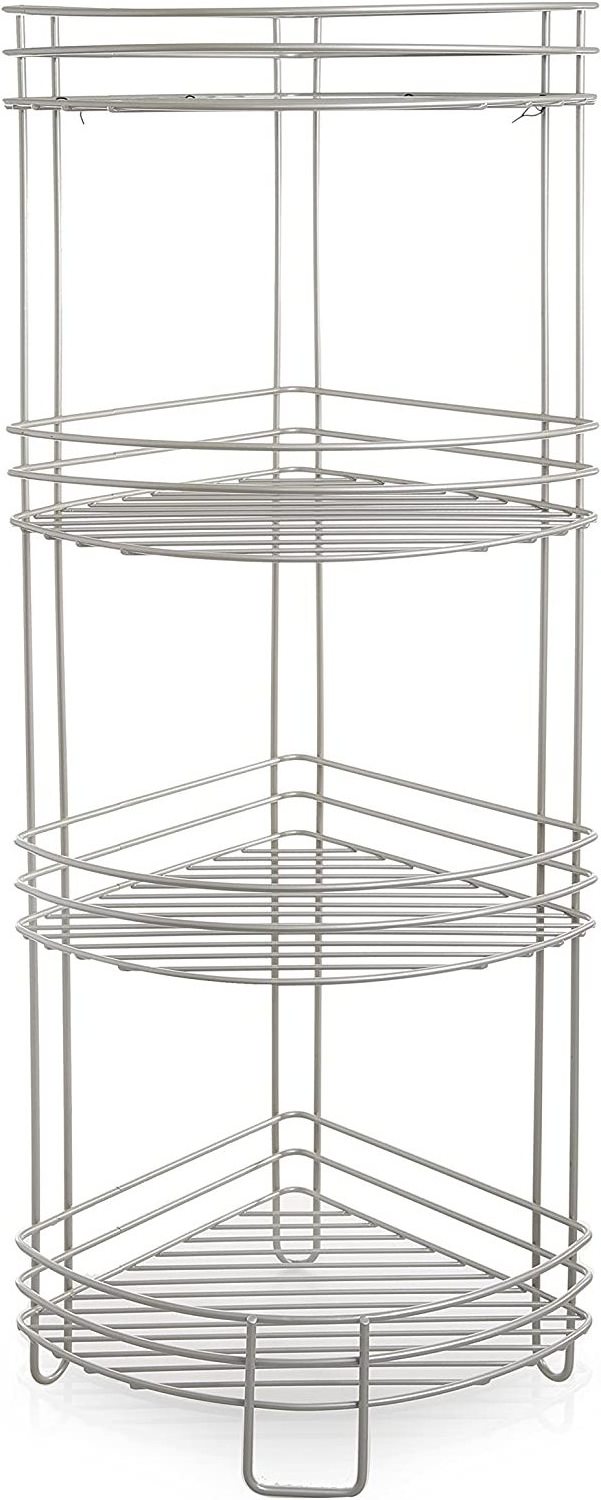 Free standing 4-tier corner spa tower, great for storing bathroom essentials Made out of durable steel