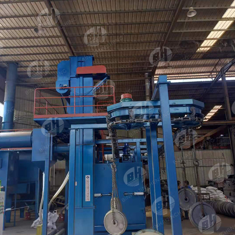 Q48 hanging chain type shot blasting machine, automatic sandblasting machine, overhead conveyor shot blasting system