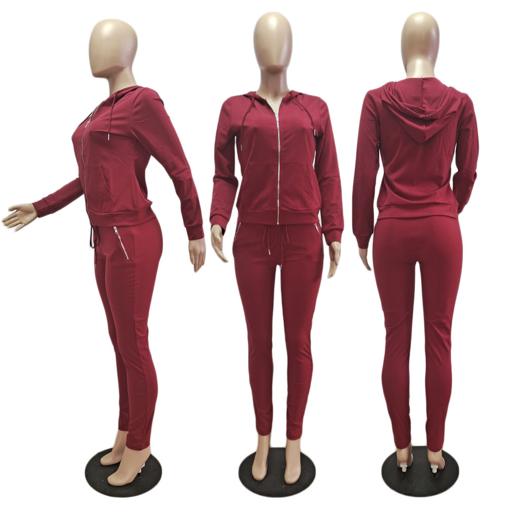 Custom Designers Womens Clothing High Quality Pink Sports Jogging Sweat Suits Skinny Matching Tracksuit Two Piece Set