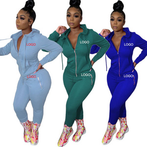 Custom Designers Womens Clothing High Quality Pink Sports Jogging Sweat Suits Skinny Matching Tracksuit Two Piece Set