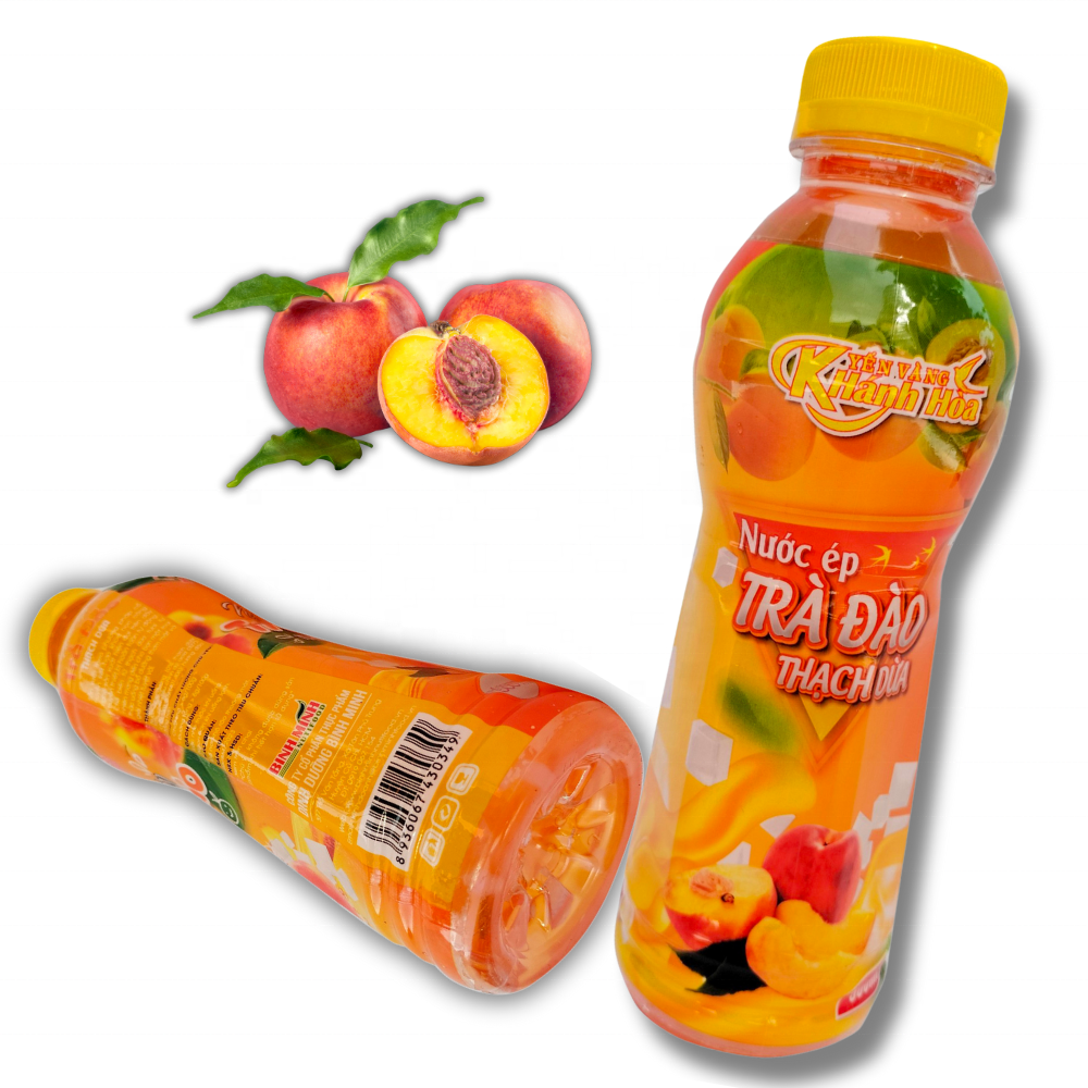 BINH MINH Peach Juice with Nata de coco Vietnamese Beverage Supplier Refreshing Mind Boosting Energy Private Label Accepted