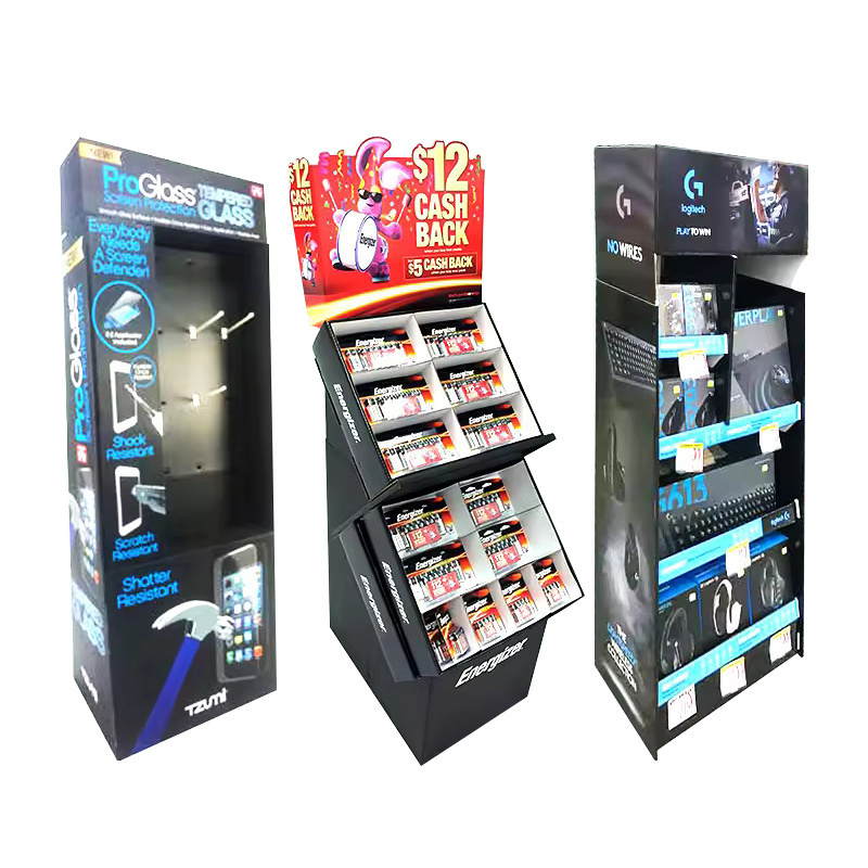 Cardboard Shipper Display with Tray & Hooks for Headphone retail store Cardboard display racks