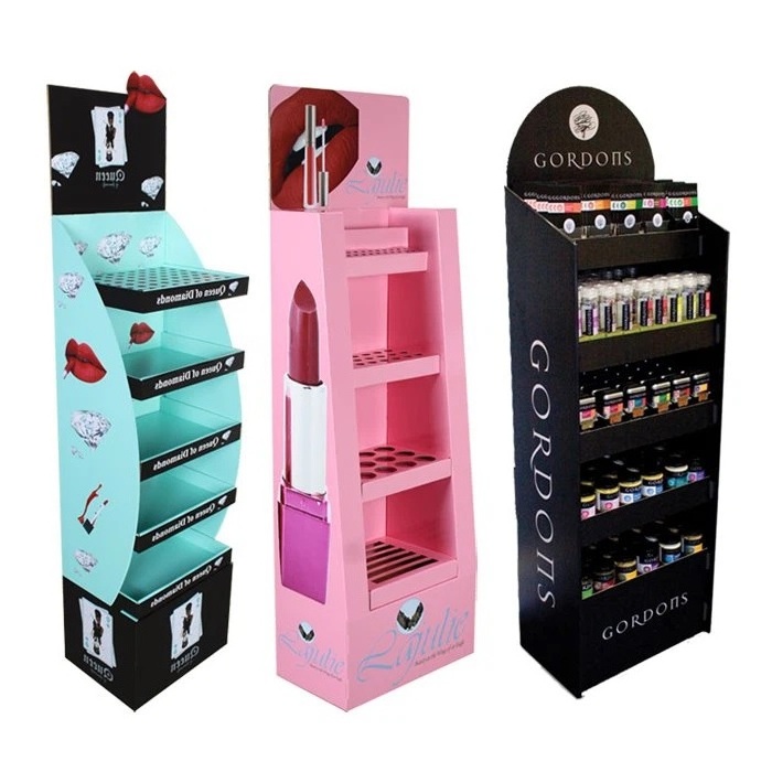 Custom Corrugated POP Display Rack for Skincare Makeup Eyelash & Lipstick Cosmetics Floor Cosmetic Cardboard Stand