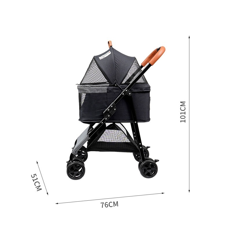 Hot Selling luxury 4 wheels dog stroller pet carriers lightweight collapsible metal stroller pet trolley pet buggy detachable