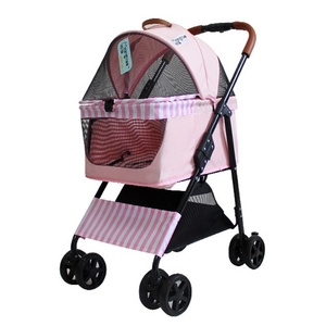 Hot Selling luxury 4 wheels dog stroller pet carriers lightweight collapsible metal stroller pet trolley pet buggy detachable