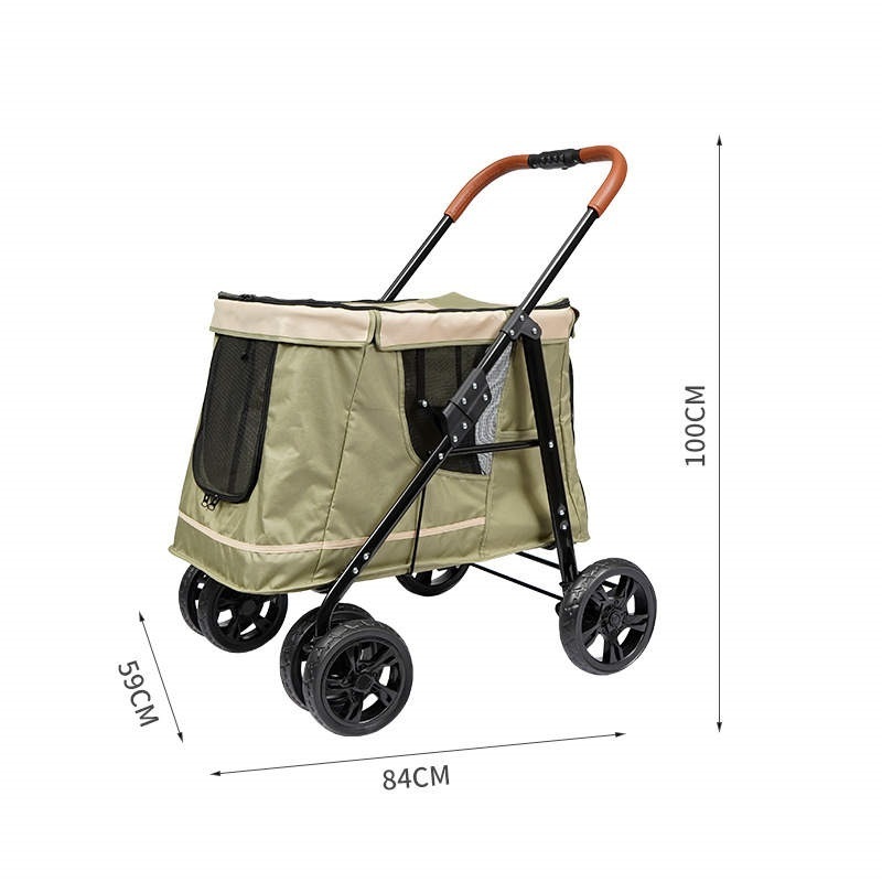 Retailable luxury 4 wheels large pet stroller lightweight collapsible metal pet trolley pet buggy detachable