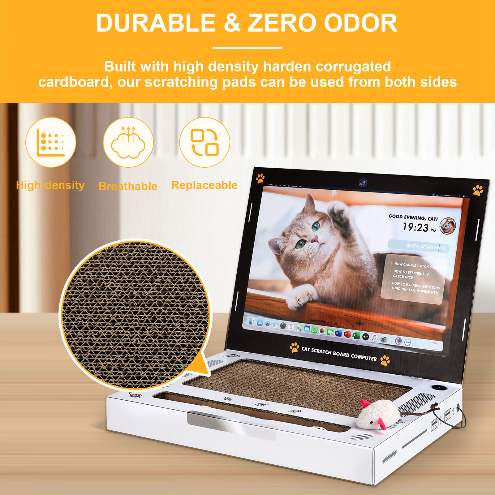 Durable Customize Stickers Cat Sisal Scratching Board Creative Laptop Scratcher Mouse Cat Scratch Board