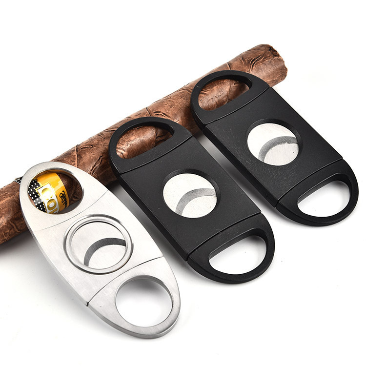 Factory Direct Reasonable Price Double Edge Cigar Cutter Lighter Set Sharp Cigar Cutter Pliers Punching Tool Smoking Accessories