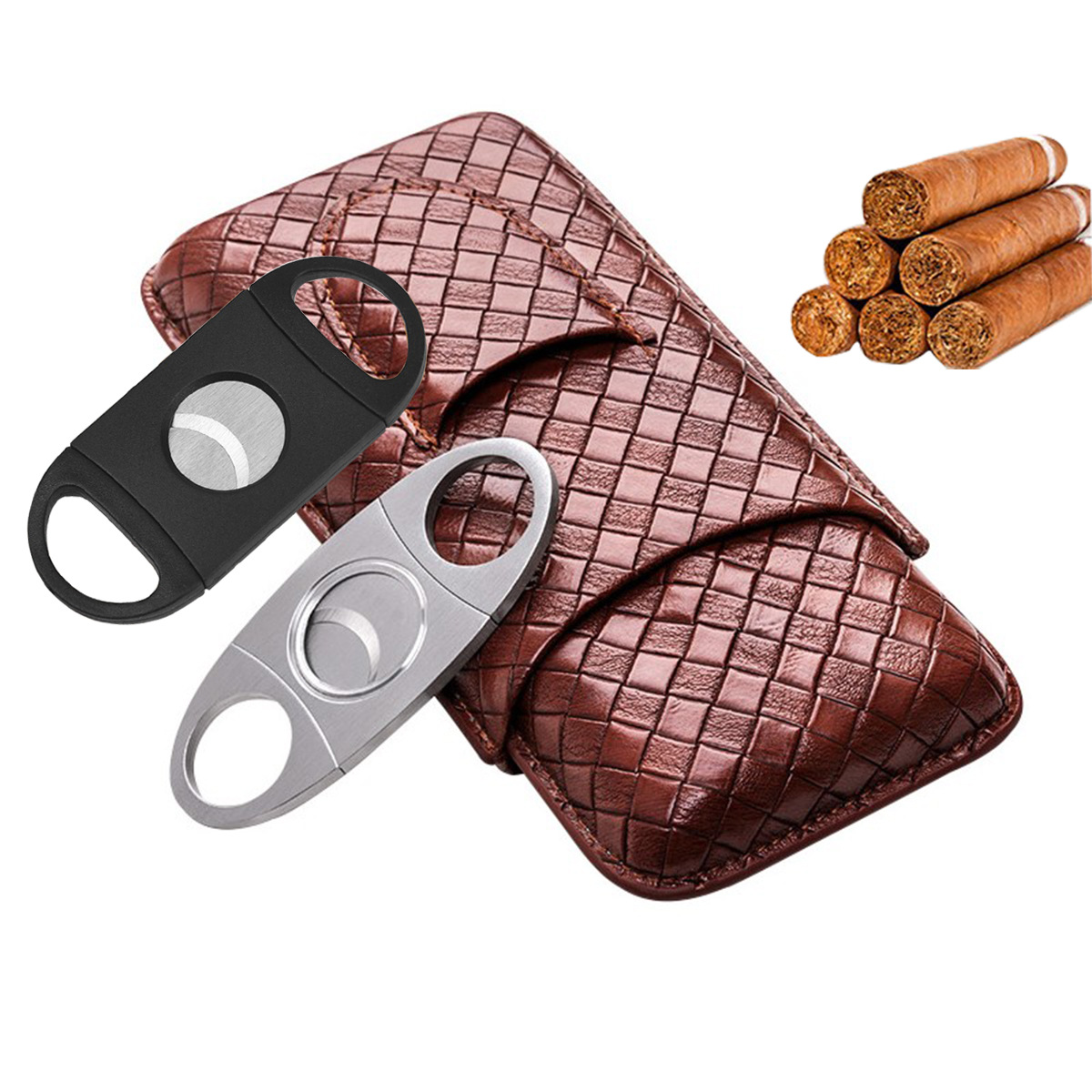 Factory direct sale fine workmanship Double Edge Cigar Cutter Lighter Set Sharp Cigar Scissors Cigar Cutter Pliers Punch Tool