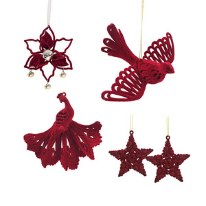 red color animal star shaped Felt Xmas ornament Christmas hanging tree decorations